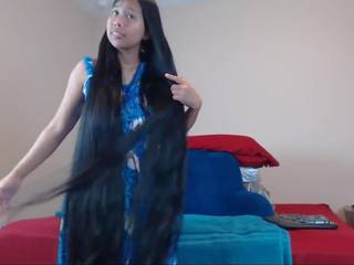 Cute Long Haired Asian Striptease and Hairplay: HD Porn da
